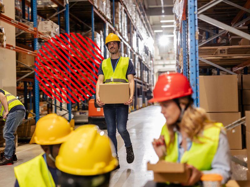 Equipe trabalhando em centro de distribuição, representando o calendário de compras sazonais para planejar estoque e reposições conforme a demanda.